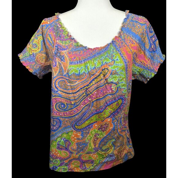 Lauren Ralph Lauren Tops - Vintage Y2K Lauren Ralph Lauren Rainbow Paisley Peasant Top